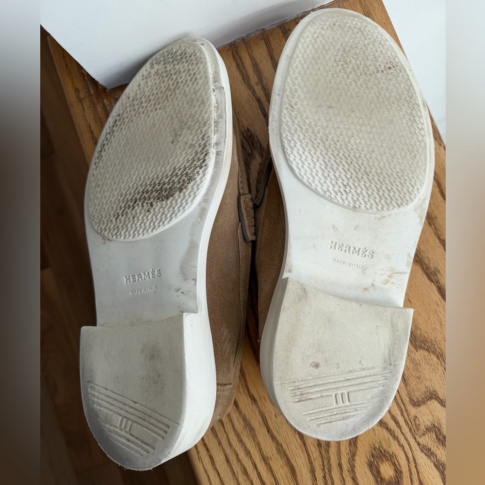 Hermes Light Brown Suede Loafers - Picture 4 of 6
